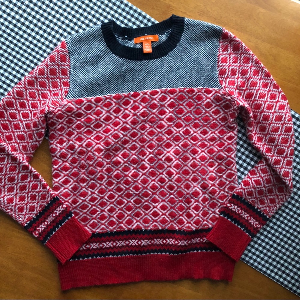 Adorable Red & Blue Nordic Sweater 
